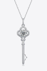 925 Sterling Silver 1 Carat Moissanite Key Pendant Necklace - Shah S. Sahota